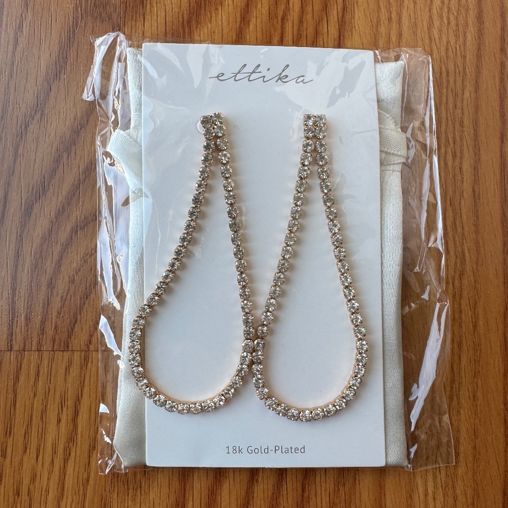 NEW Ettika Gold & Crystal Drop Earringd